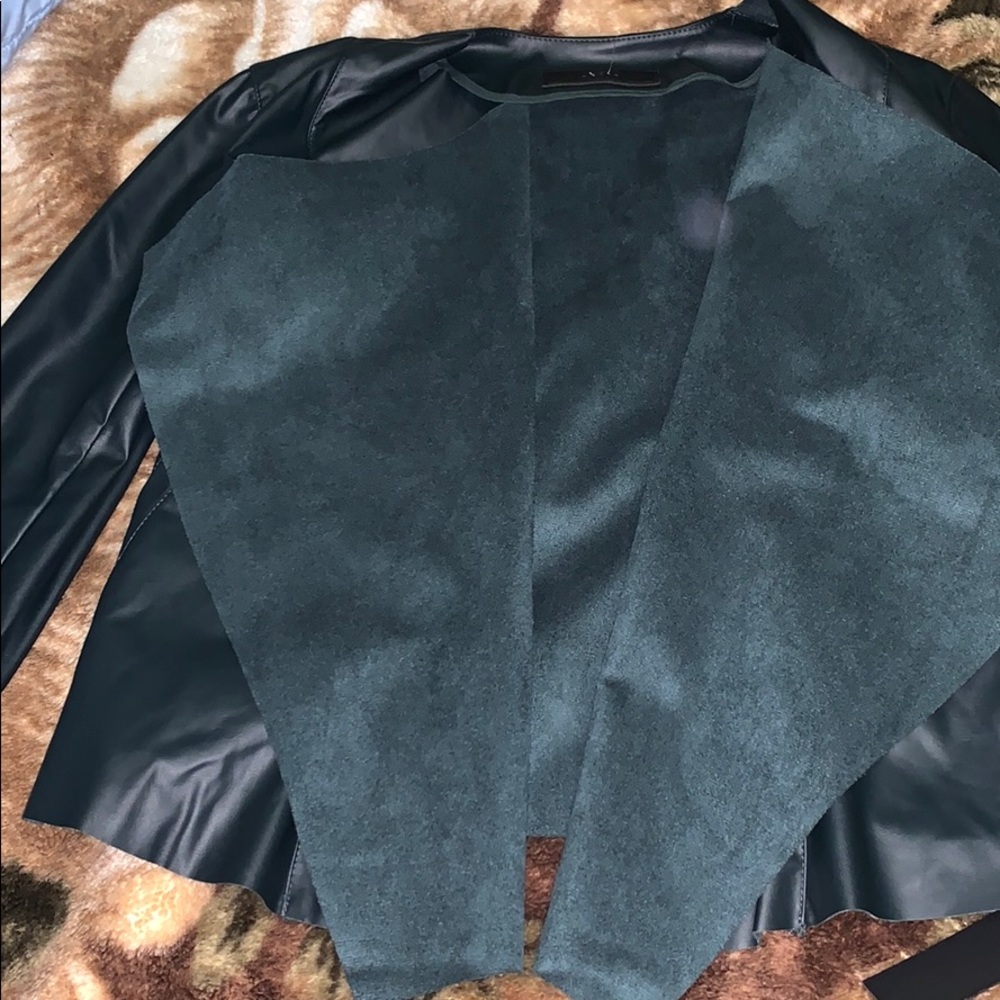 Dark green leather suede jacket